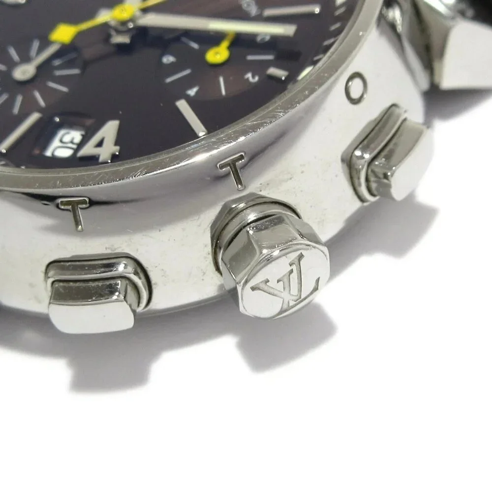 LOUIS VUITTON Tambour Chronograph Q1321 R***** Dark Brown Unisex Wrist Watch - Picture 3 of 12